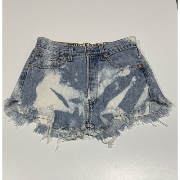 Levi's Womens Size XS 501 Button-Fly Cut Off Shorts Distressed Acid Wash Cheeky - Picture 1 of 8